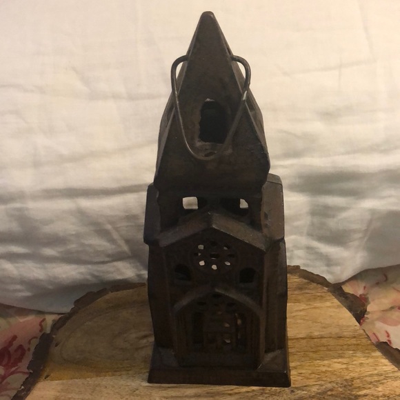 Vintage Candle TwinkleLight Cast Iron Church Steeple Hanging Decoration OldWorld - Picture 7 of 16